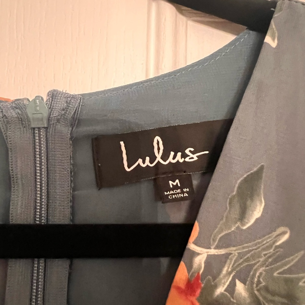 Lulu's Floral Midi Dress in Gray and Orange - Picture 4 of 7